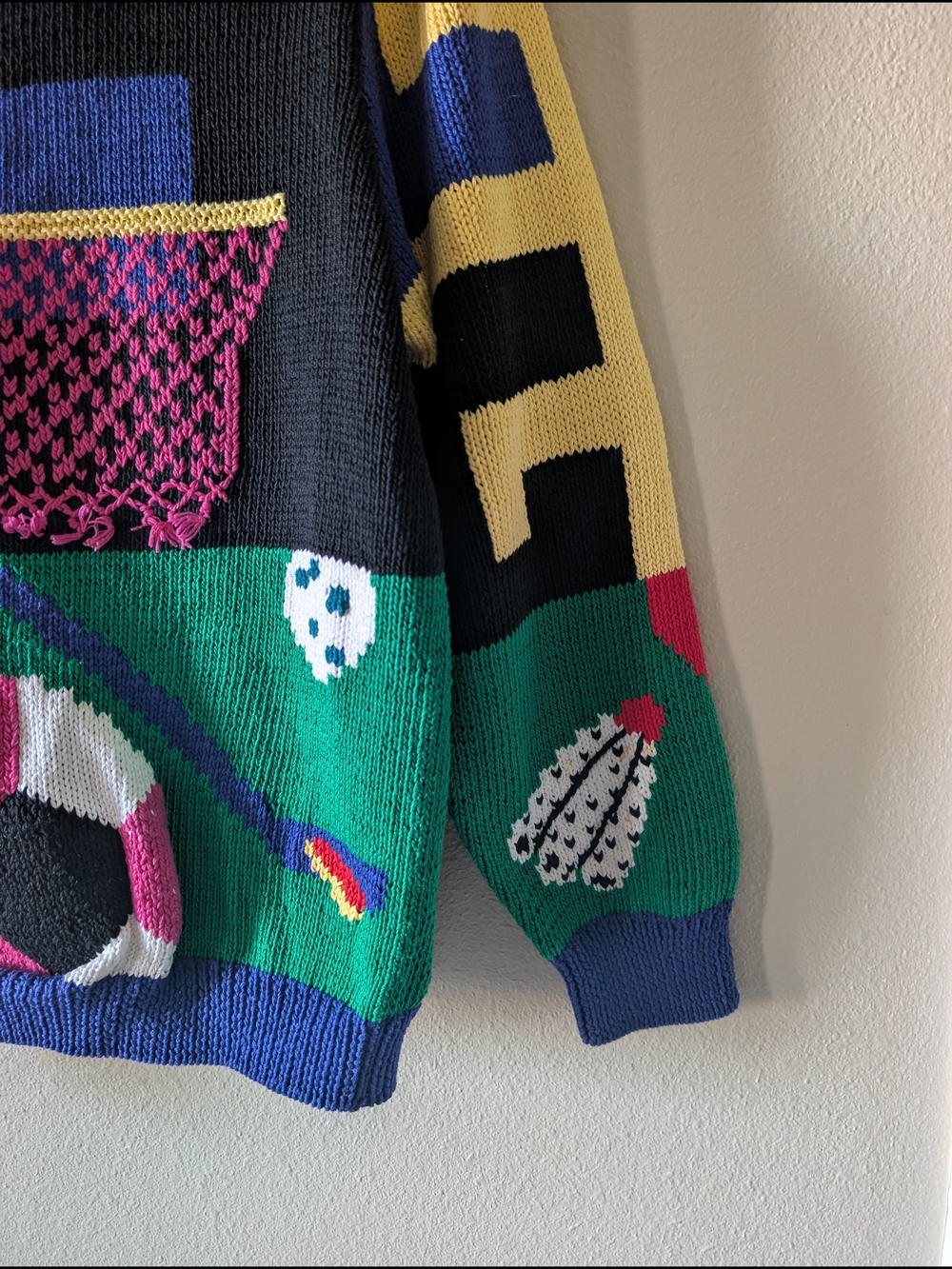 Rare Berek 1989 Vintage Sports Patterned Knit Cardigan Sweater - Picture 5 of 9